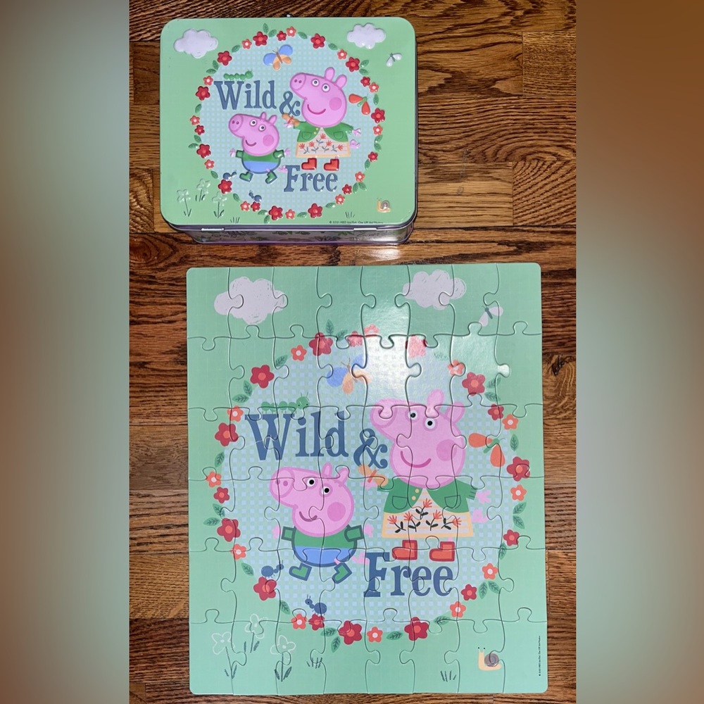 Peppa Pig Wild & Free Lunch Box Tin w/ 48-Piece Puzzle - EXCELLENT CONDITION